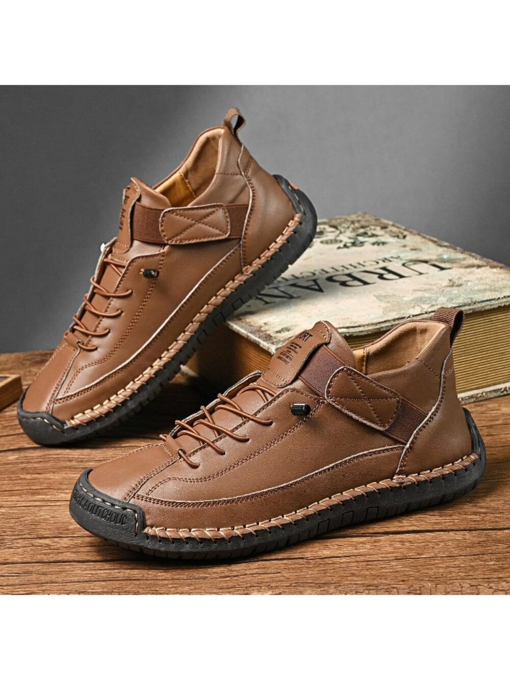 Women's Brown Breathable Loafers Mid top Walking Flats Ankle Chukka Boots - Picture 3 of 7